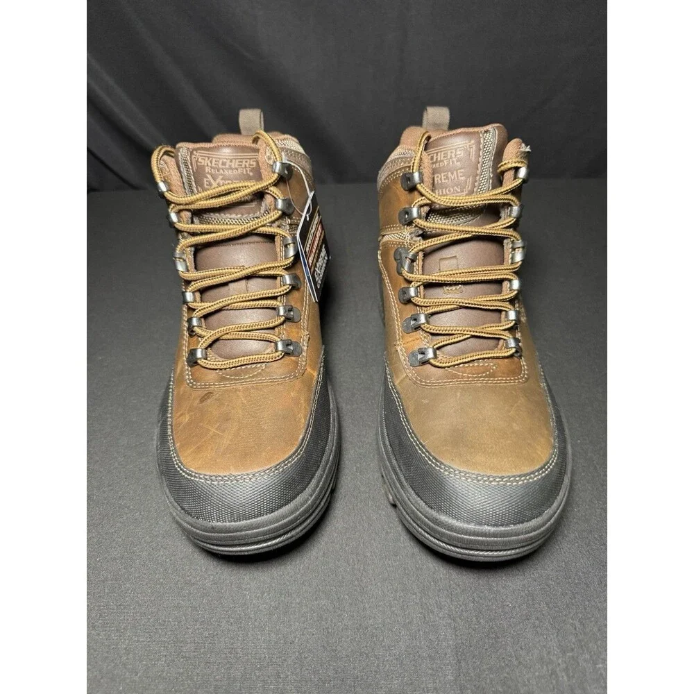 NEW Skechers Men's Holdren-Brenton Chukka Dark Brown Memory Foam Boots Size 8